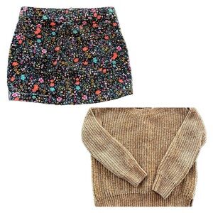 Pink‎ Republic Tie Back Sweater And Corduroy Floral Skirt Set